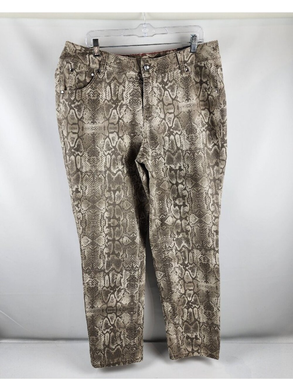 Lane Bryant Jeans Womens Plus 18 Taupe Gray Snake Skin Animal Print (38x30) NWT